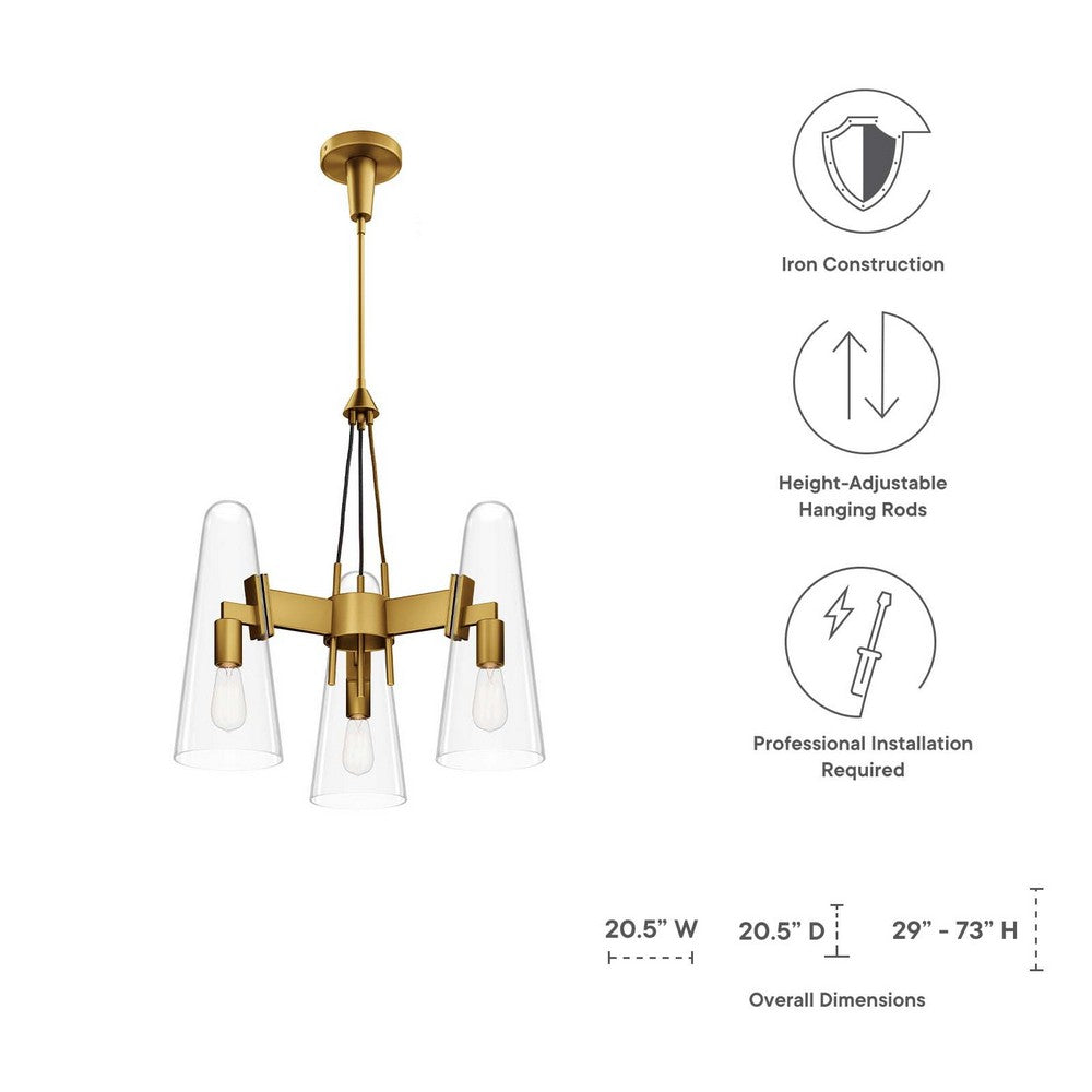 Beacon 3-Light Pendant Light by Modway| Brown
