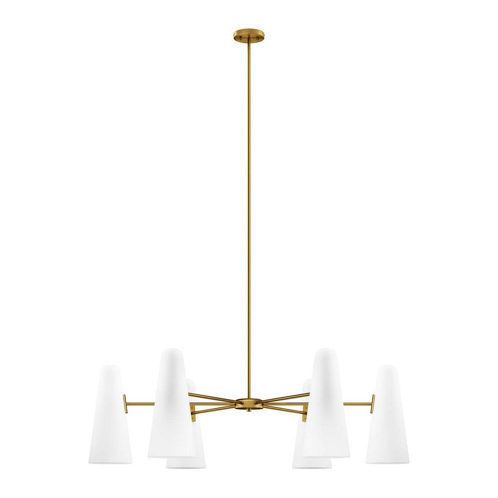 Beacon 6-Light Chandelier in Opal Satin Brass