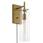 Modway Skylark Wall Sconce in Clear Satin Brass Brown 5 x 8.5 x 17 MDY-EEI-5650-CLR-SBR