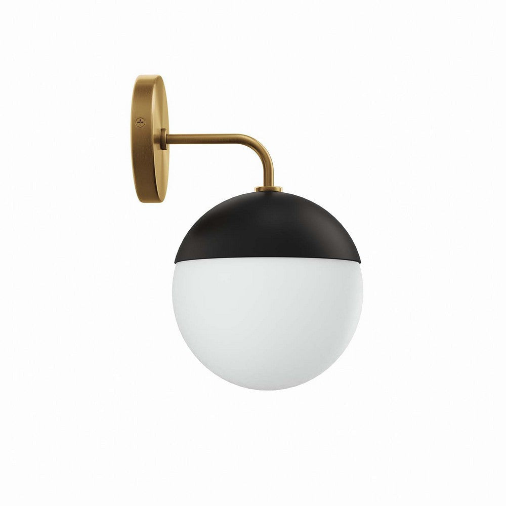 Modway Stellar 1-Light Wall Sconce in Opal Satin Brass Brown 8 x 7 x 12 MDY-EEI-5655-OPA-SBR