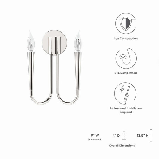 Penrose 2-Light Wall Sconce by Modway| Silver