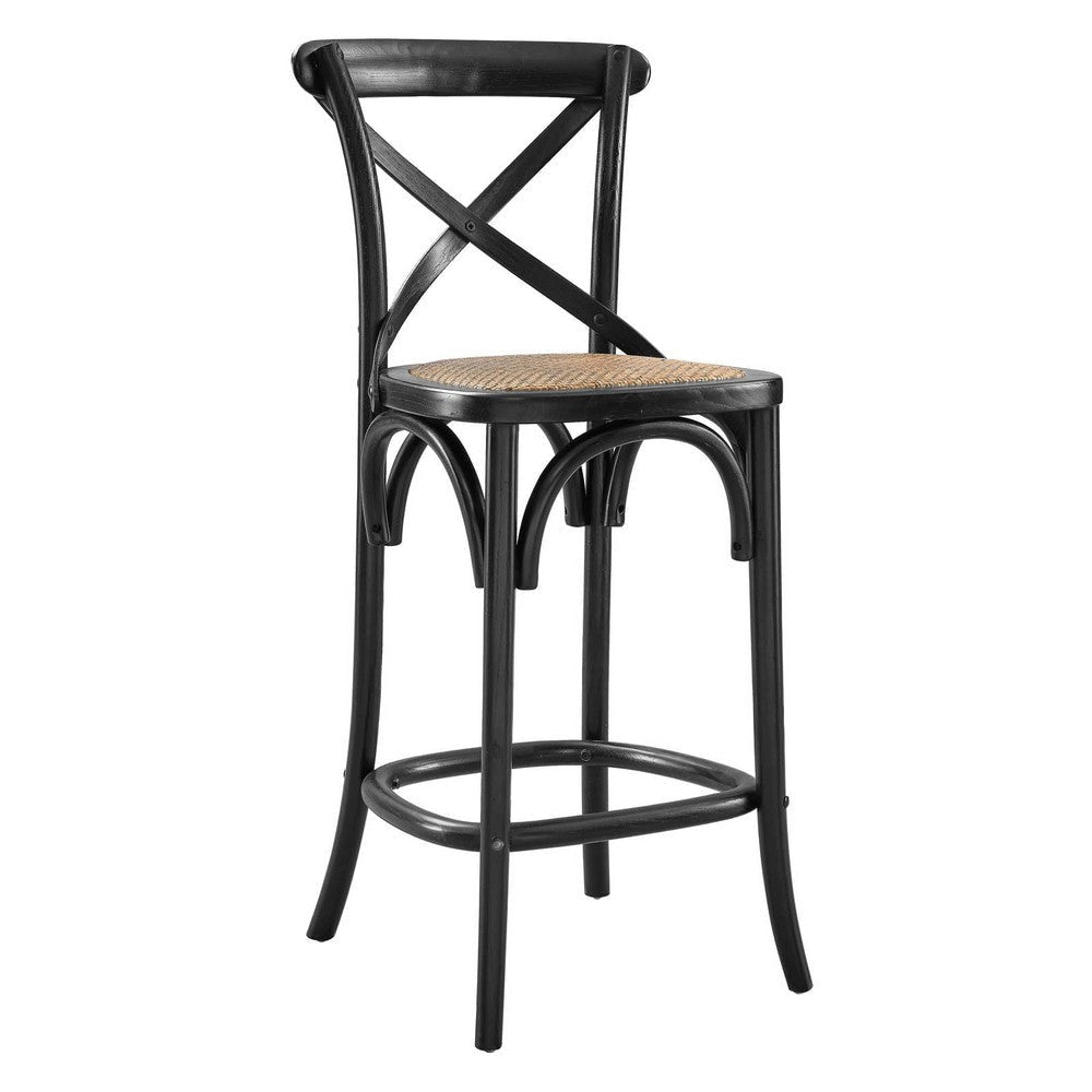 Modway Gear X-Back Wood Counter Stool in Black