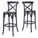 Modway Gear X-Back Wood Bar Stool in Midnight Blue