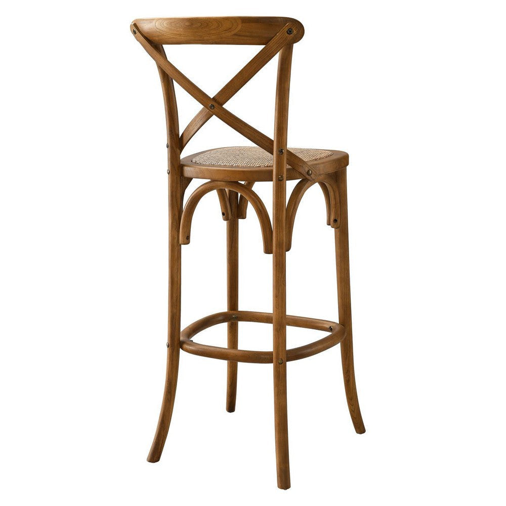 Modway Gear X-Back Wood Bar Stool in Walnut MDY-EEI-5668-WAL