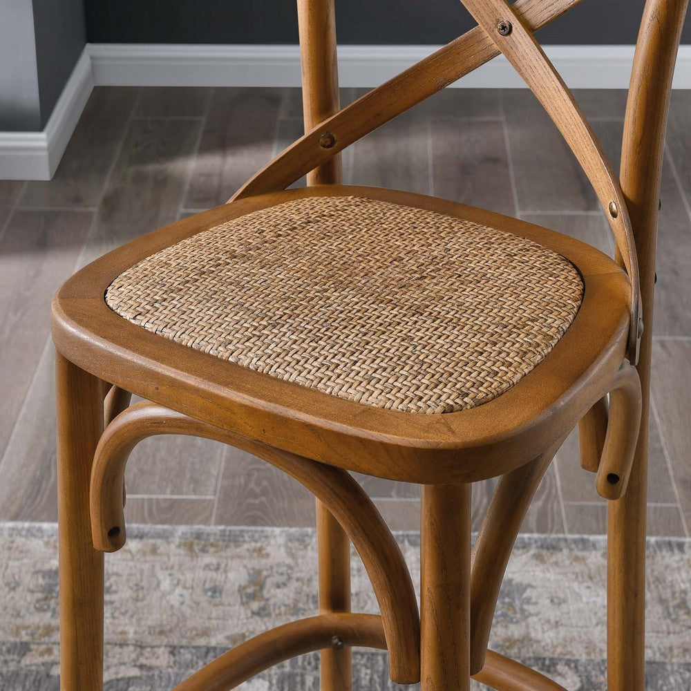 Modway Gear X-Back Wood Bar Stool in Walnut MDY-EEI-5668-WAL