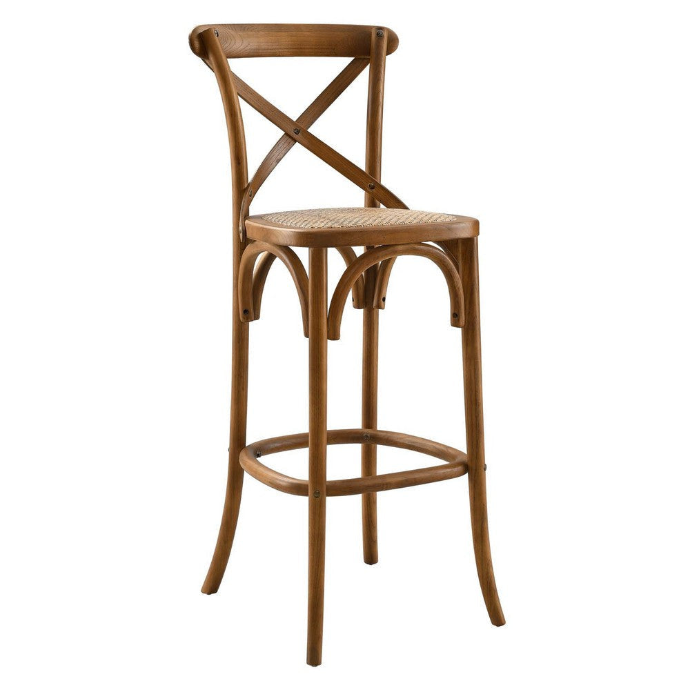 Modway Gear X-Back Wood Bar Stool in Walnut MDY-EEI-5668-WAL