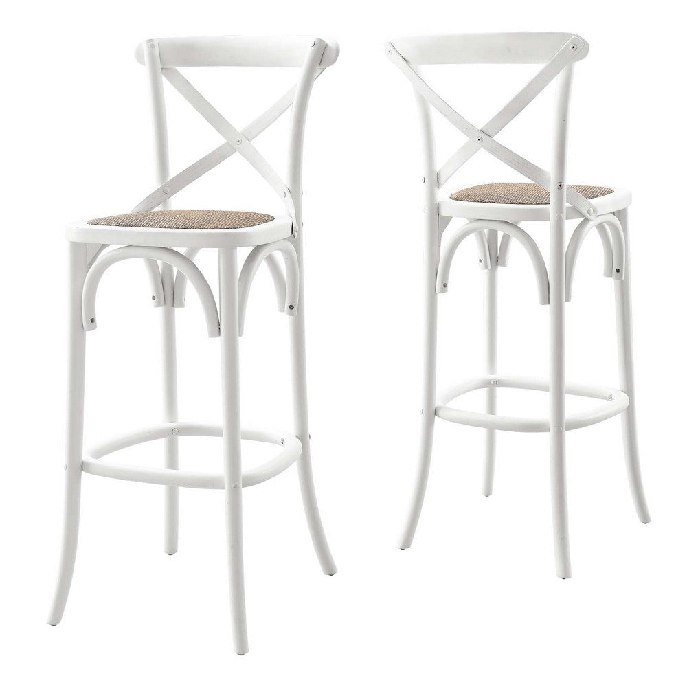 Modway Gear X-Back Wood Bar Stool in White