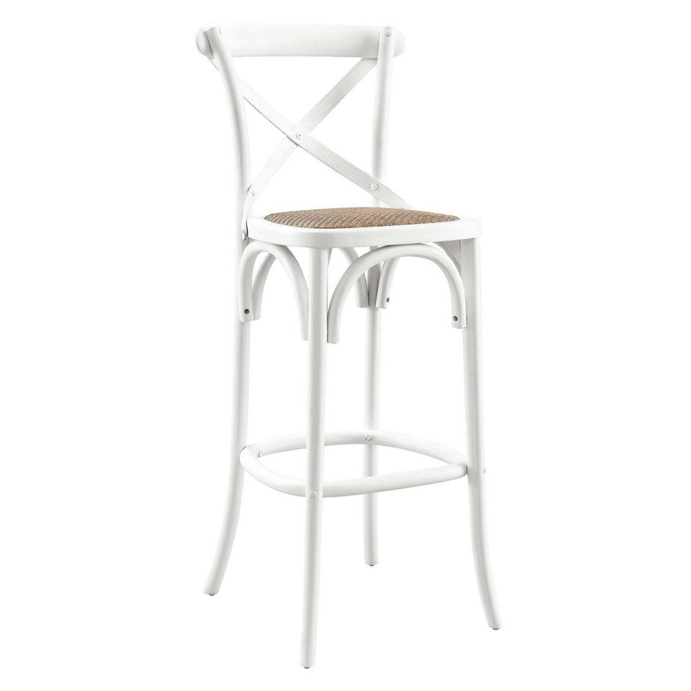 Modway Gear X-Back Wood Bar Stool in White