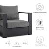 Modway Tahoe Aluminum Outdoor Patio Armchair in Gray Charcoal