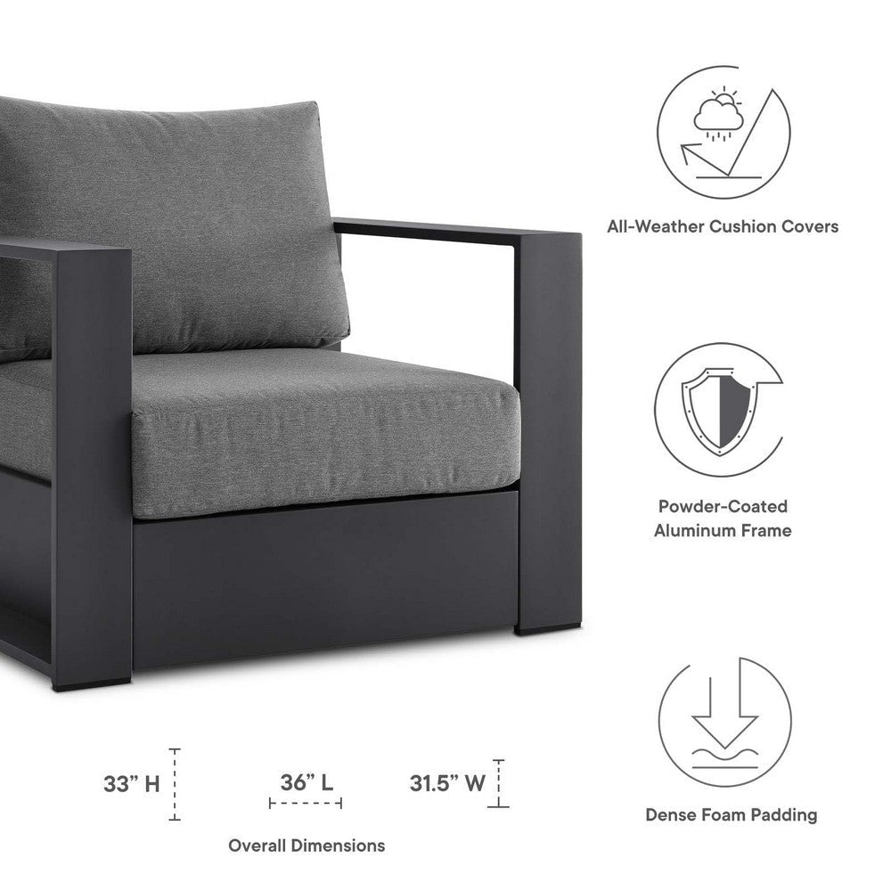 Modway Tahoe Aluminum Outdoor Patio Armchair in Gray Charcoal