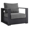 Modway Tahoe Aluminum Outdoor Patio Armchair in Gray Charcoal