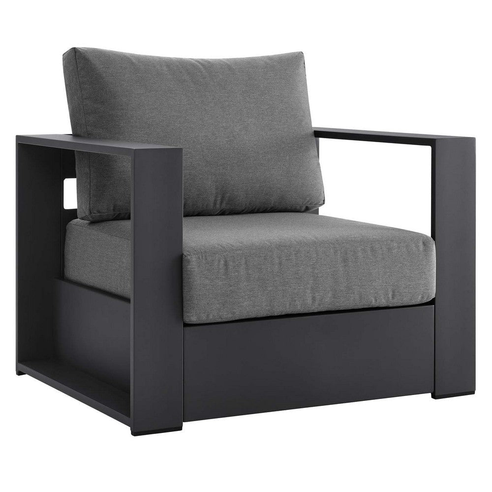 Modway Tahoe Aluminum Outdoor Patio Armchair in Gray Charcoal