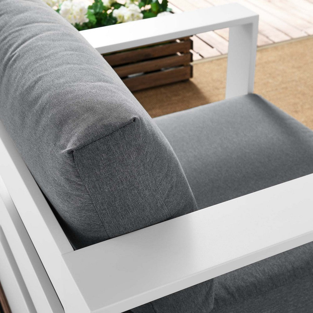 Modway Tahoe Aluminum Outdoor Patio Armchair in White Charcoal