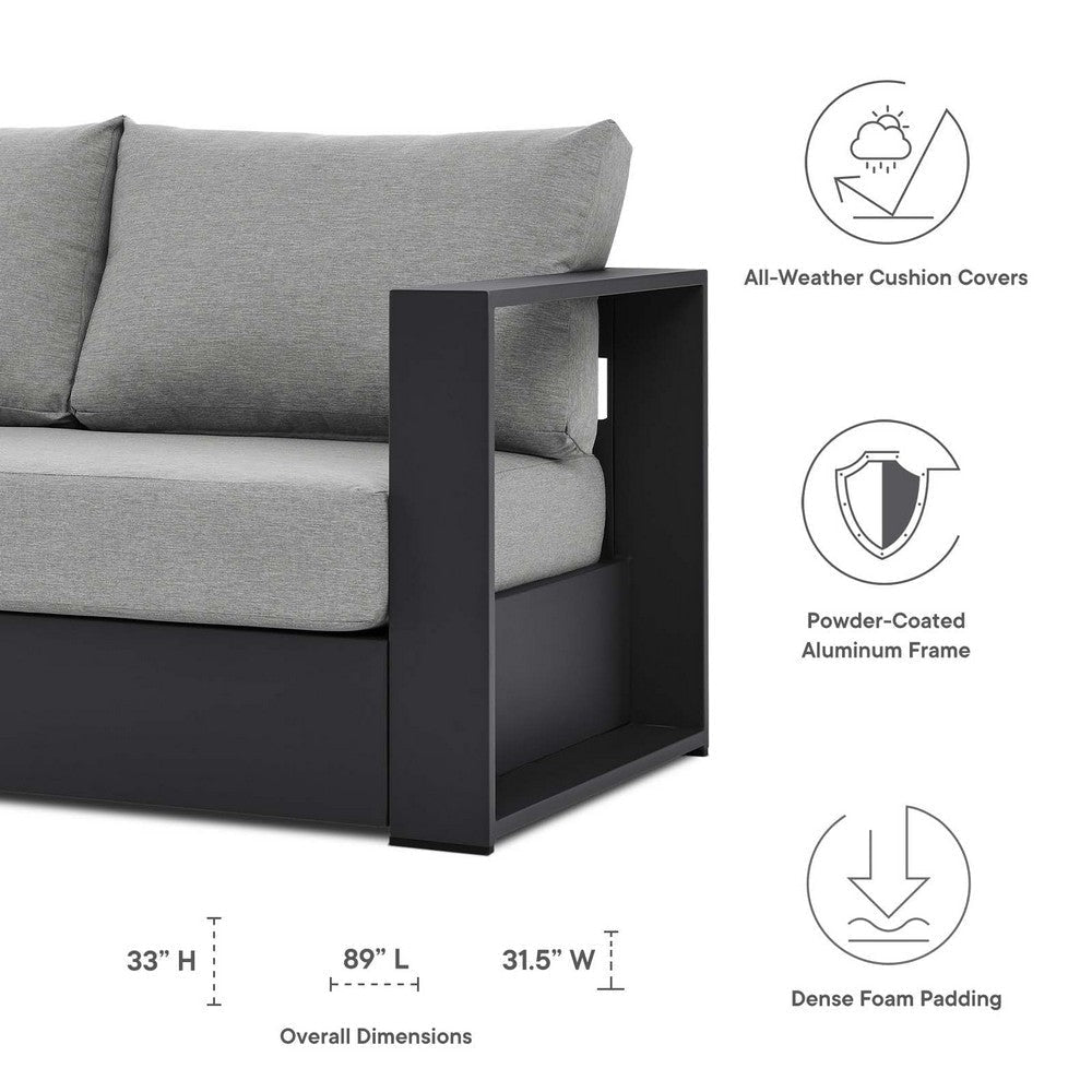 Modway Tahoe Aluminum Outdoor Patio Sofa in Gray Gray