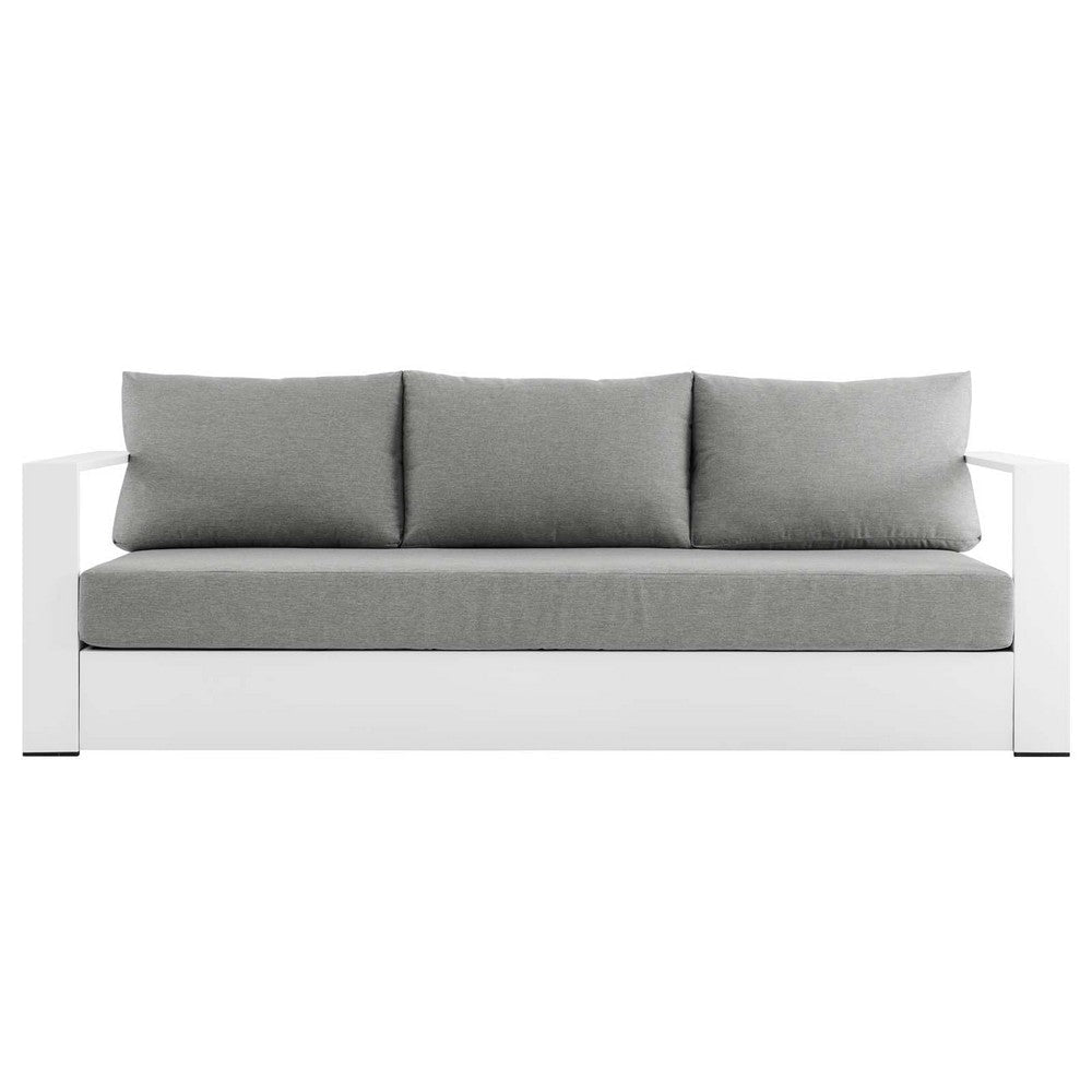 Modway Tahoe Outdoor Patio Powder-Coated Aluminum Sofa White Gray MDY-EEI-5676-WHI-GRY