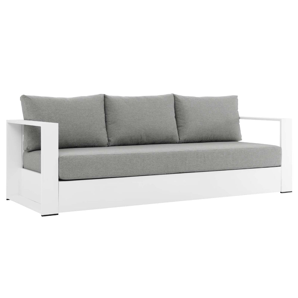 Modway Tahoe Outdoor Patio Powder-Coated Aluminum Sofa, White Gray