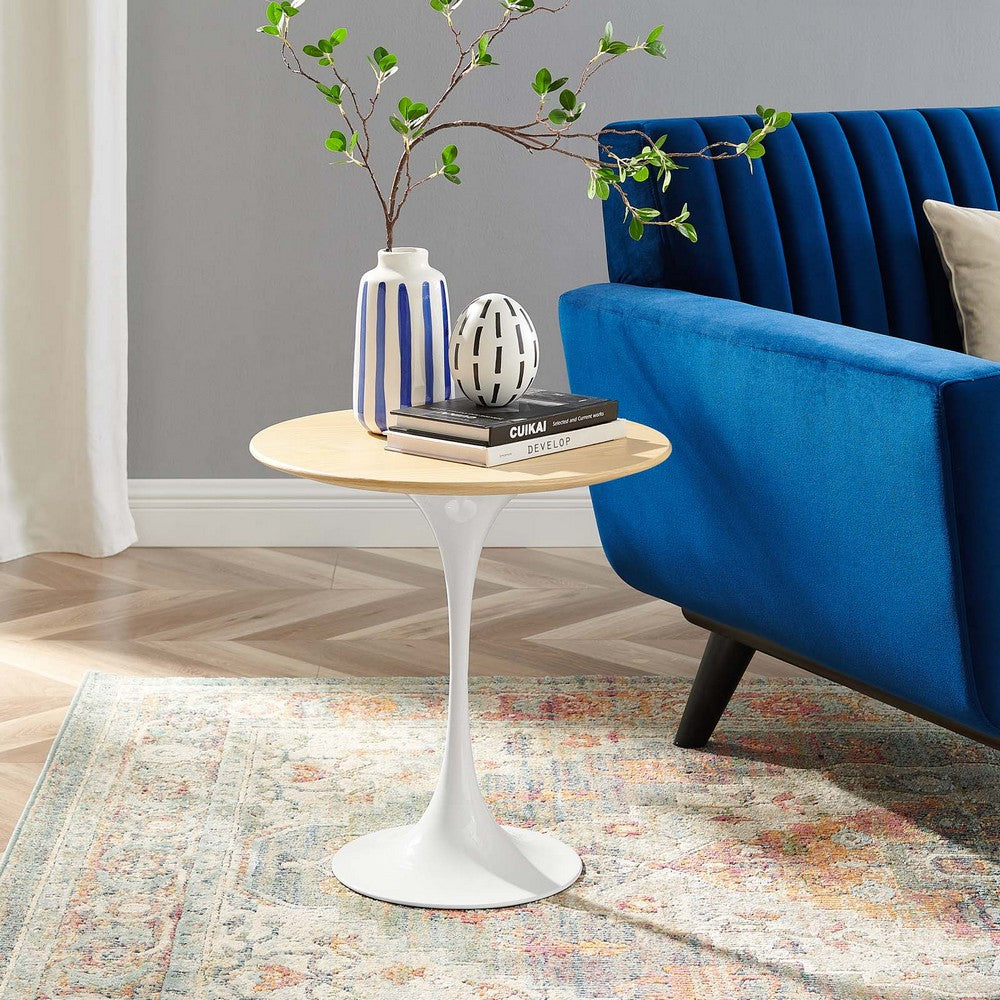 Lippa 20" Round Wood Side Table by Modway| Brown