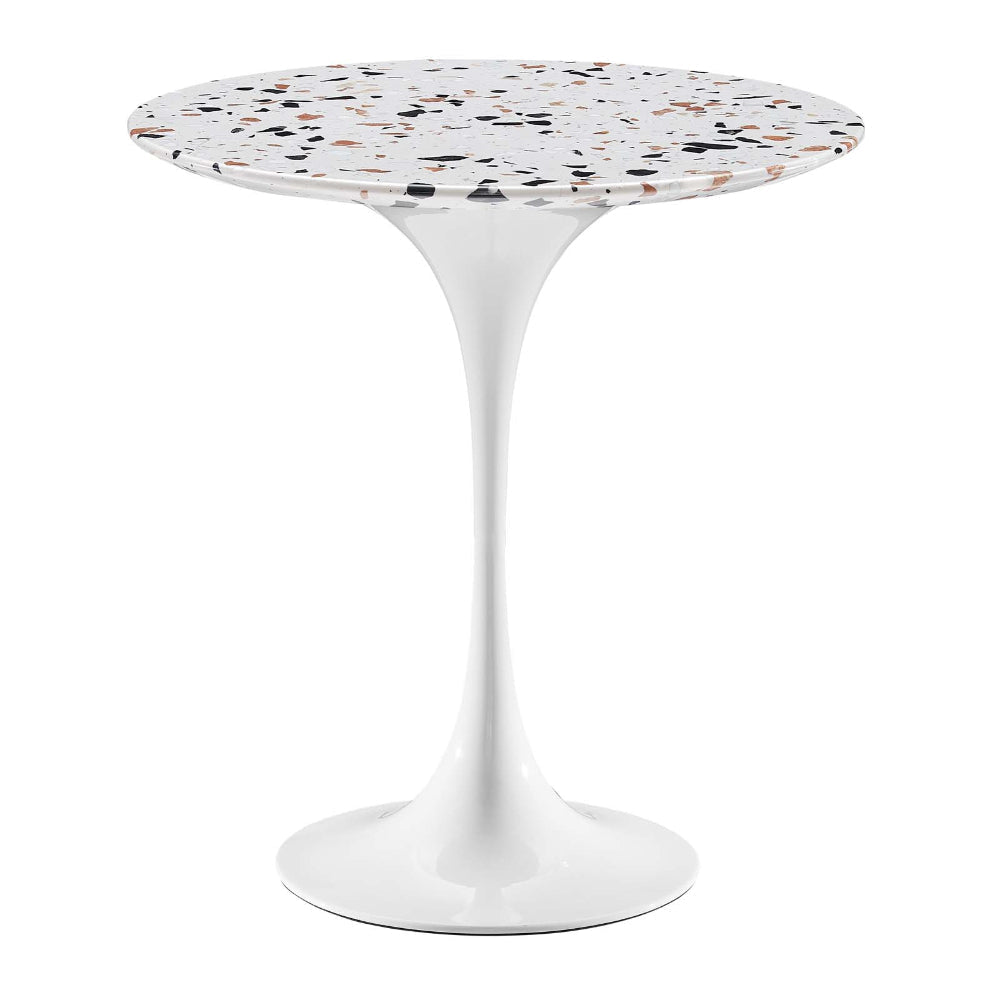 Modway Lippa Side Table, 20", White Terrazzo