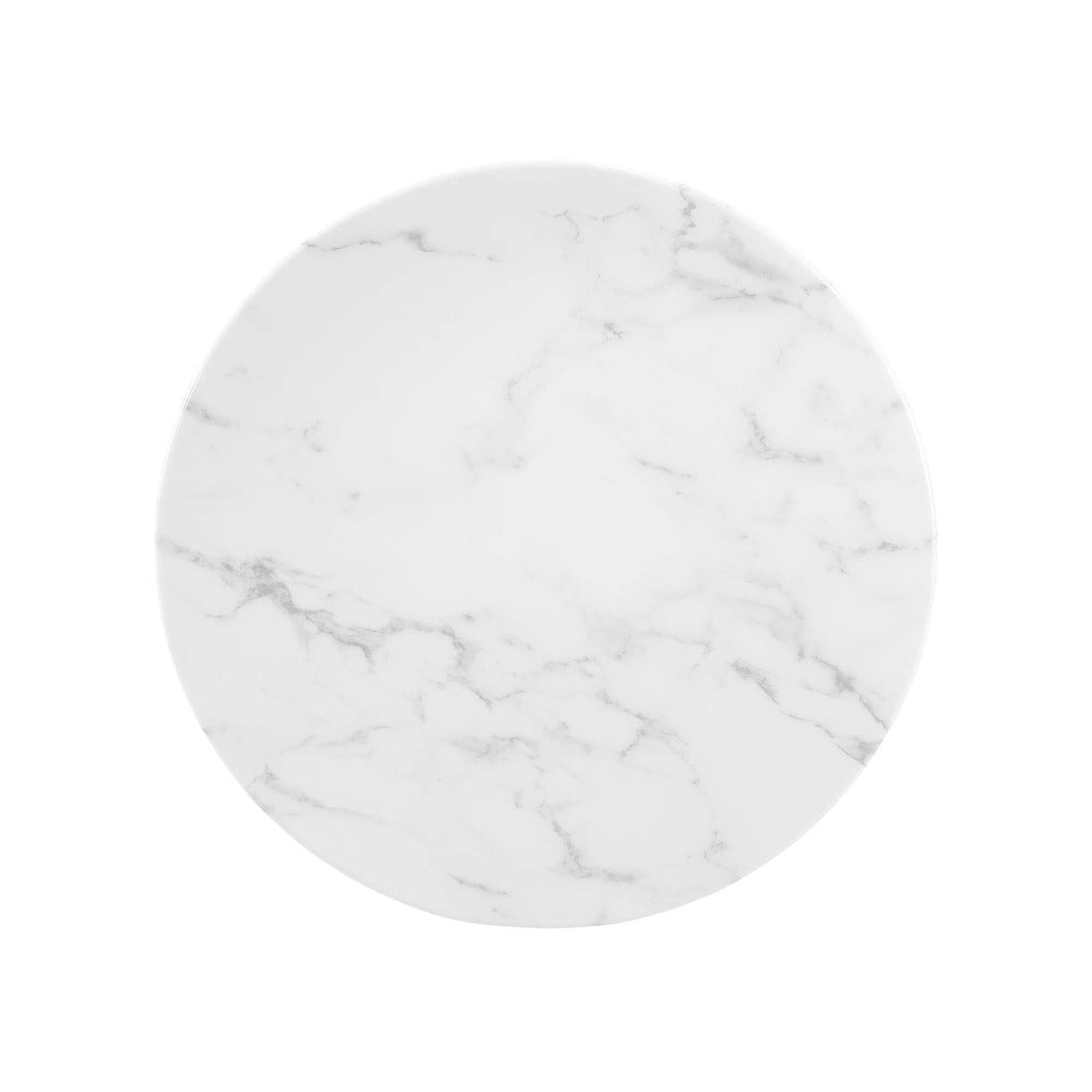 Lippa 20’’ Round Artificial Marble Side Table in Gold White MDY-EEI-5685-GLD-WHI