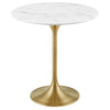 Lippa 20’’ Round Artificial Marble Side Table in Gold White