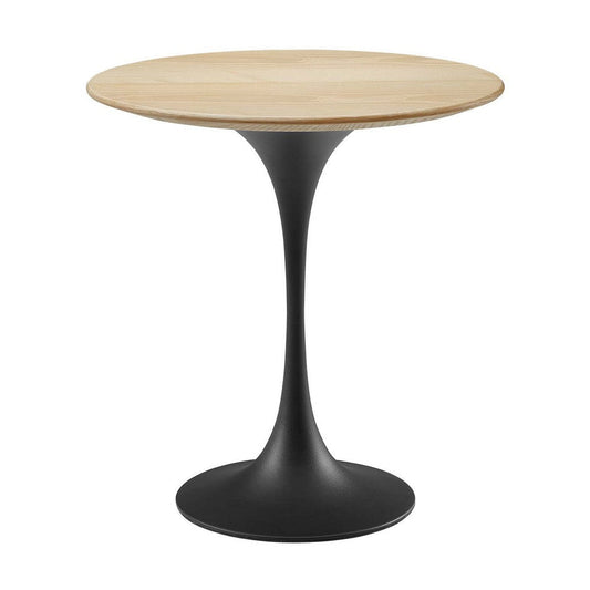 Modway Lippa Round 20" Wood Grain Side Table in Black Natural