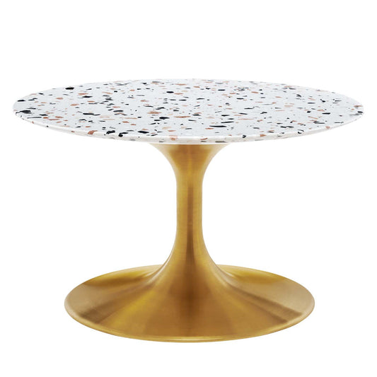 Modway Lippa Terrazzo Side Table, 28", Gold White