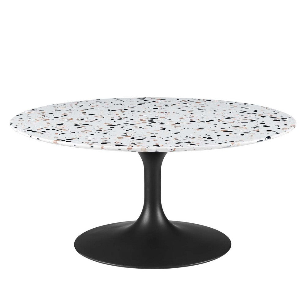 Modway Lippa Terrazzo Side Table, 36", Black White