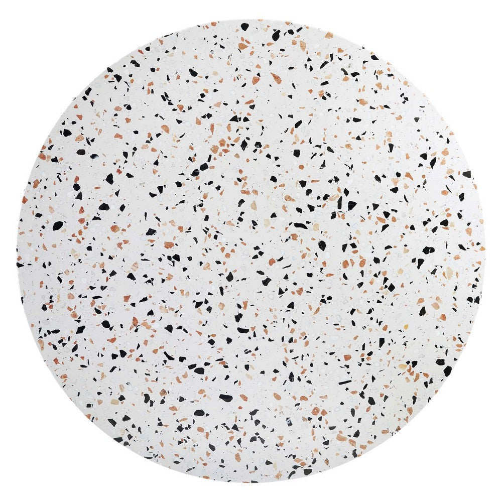 Modway Zinque Round 47’’ Terrazzo Dining Table in Gold White MDY-EEI-5732-GLD-WHI