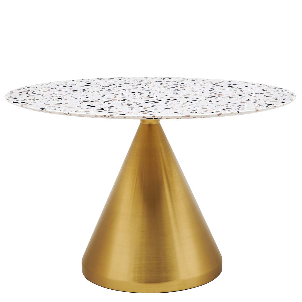 Modway Tupelo Round 47" Terrazzo Dining Table in Gold White