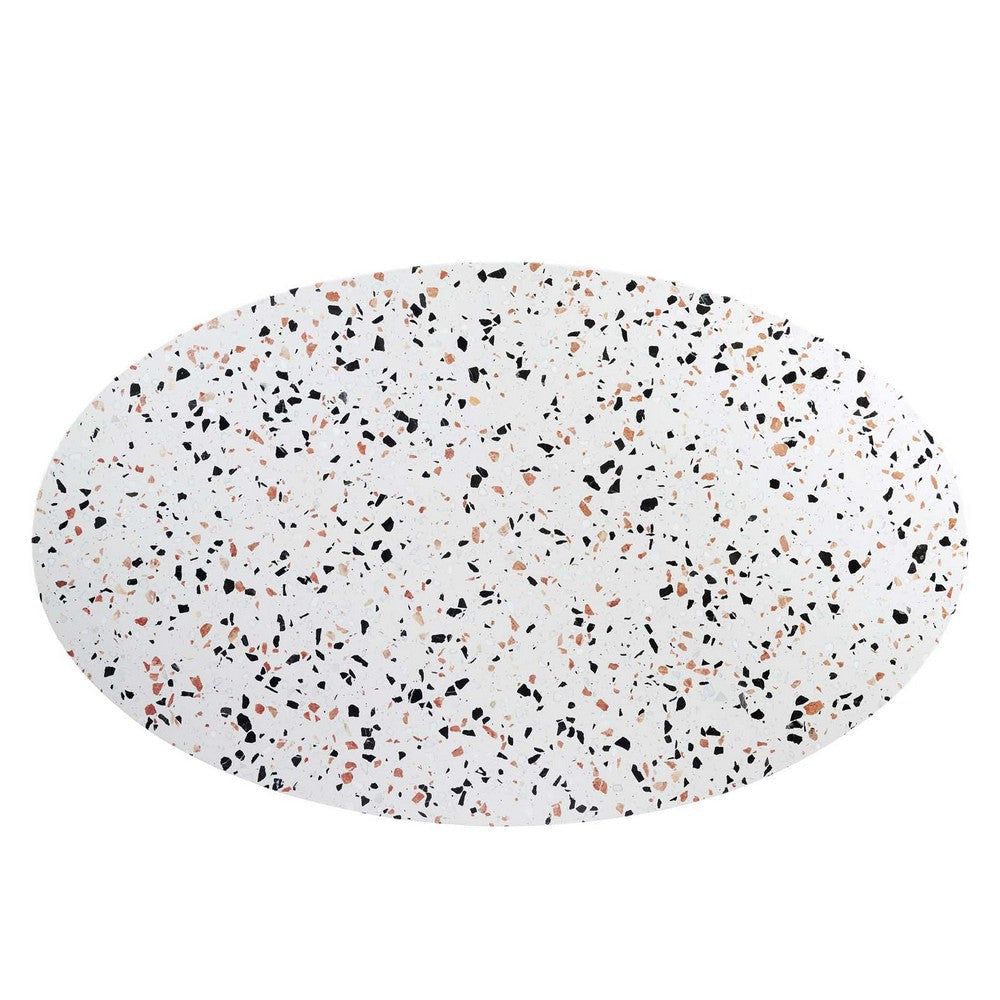 Modway Zinque Oval 60’’ Terrazzo Dining Table in Gold White MDY-EEI-5738-GLD-WHI