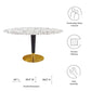 Modway Zinque Oval 60’’ Terrazzo Dining Table in Gold White MDY-EEI-5738-GLD-WHI