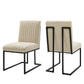 Modway Indulge Channel Tufted Fabric Dining Chairs Set of 2, Beige