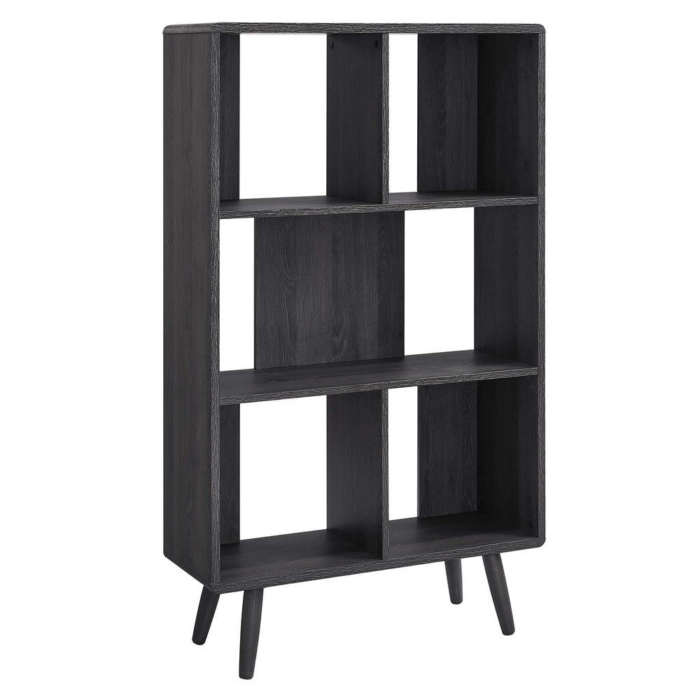 Modway EEI-5743-CHA Transmit 5 Shelf Wood Grain Bookcase, Charcoal