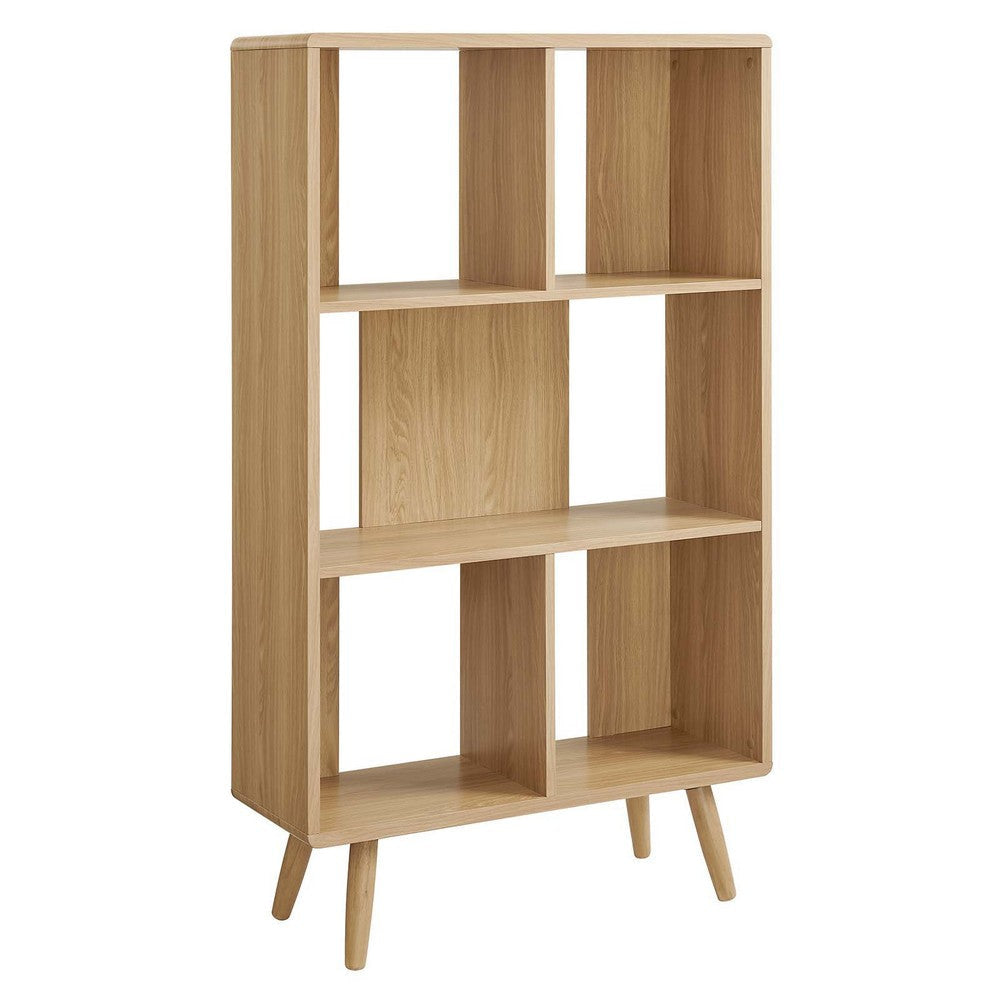 Modway EEI-5743-OAK Transmit 5 Shelf Wood Grain Bookcase, Oak