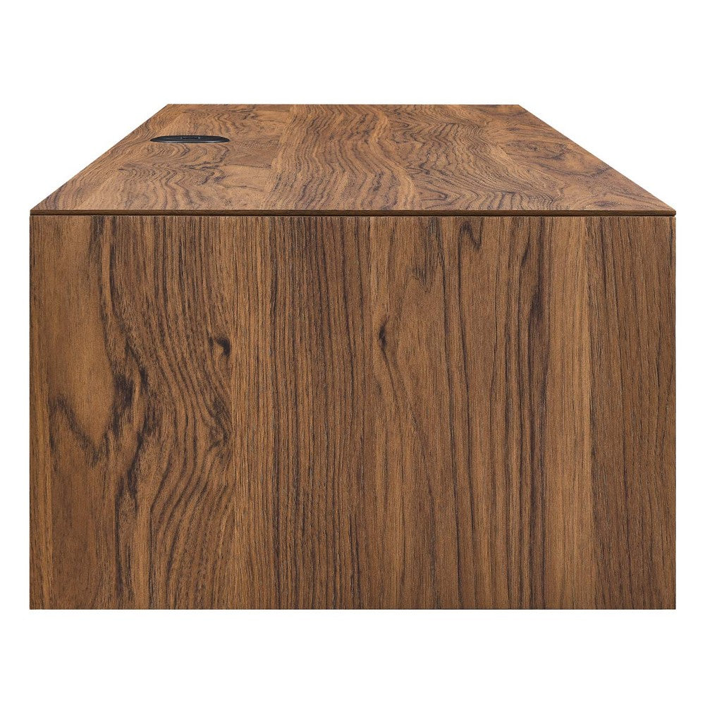 Merit 60" Wall Mount Wood Office Desk by Modway| Brown