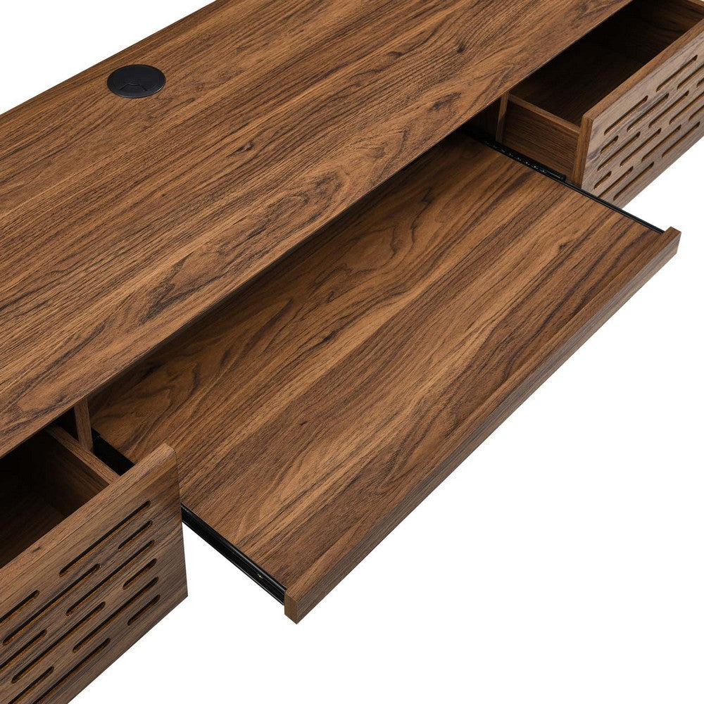 Merit 60" Wall Mount Wood Office Desk by Modway| Brown