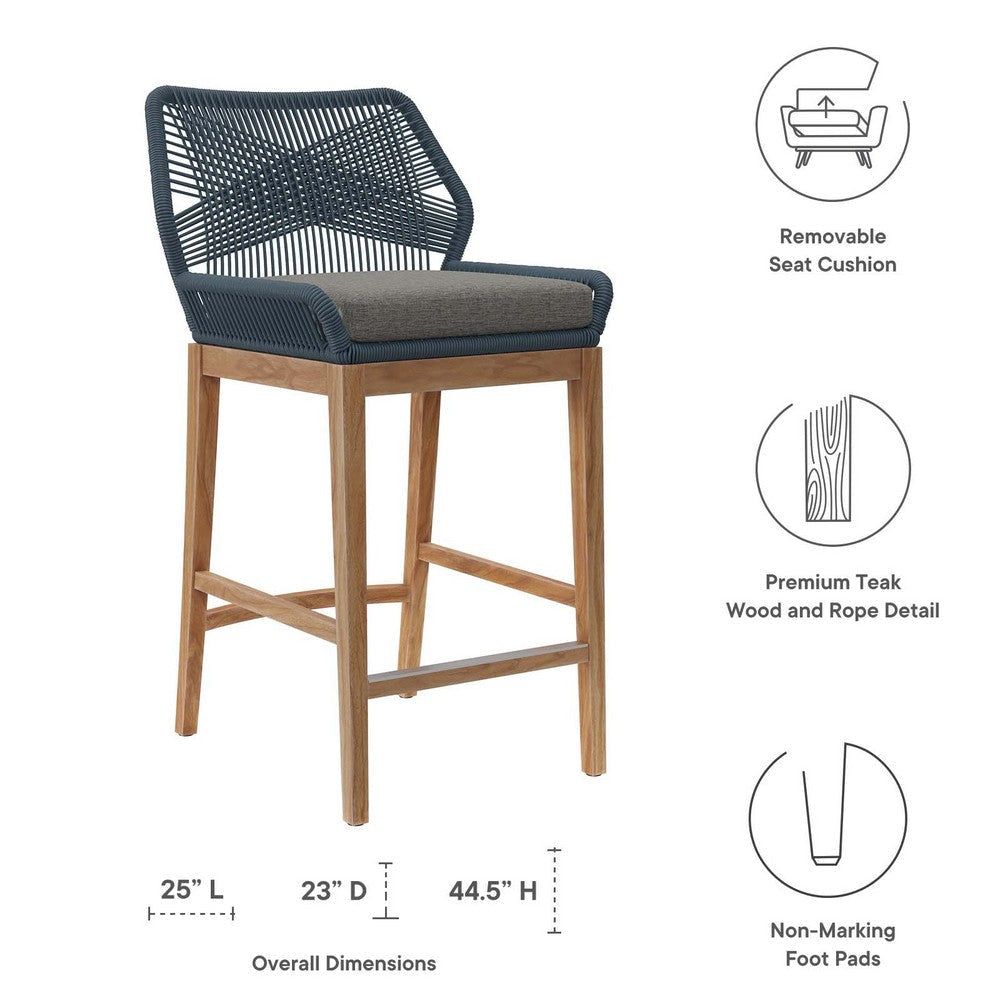 Wellspring Outdoor Patio Teak Wood Bar Stool  - No Shipping Charges