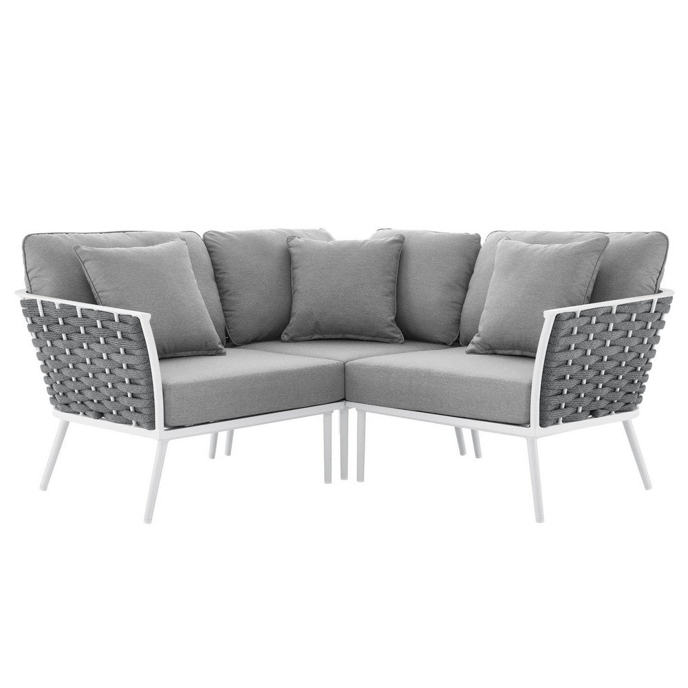 Stance Outdoor Patio Aluminum Small Sectional Sofa by Modway| Gray