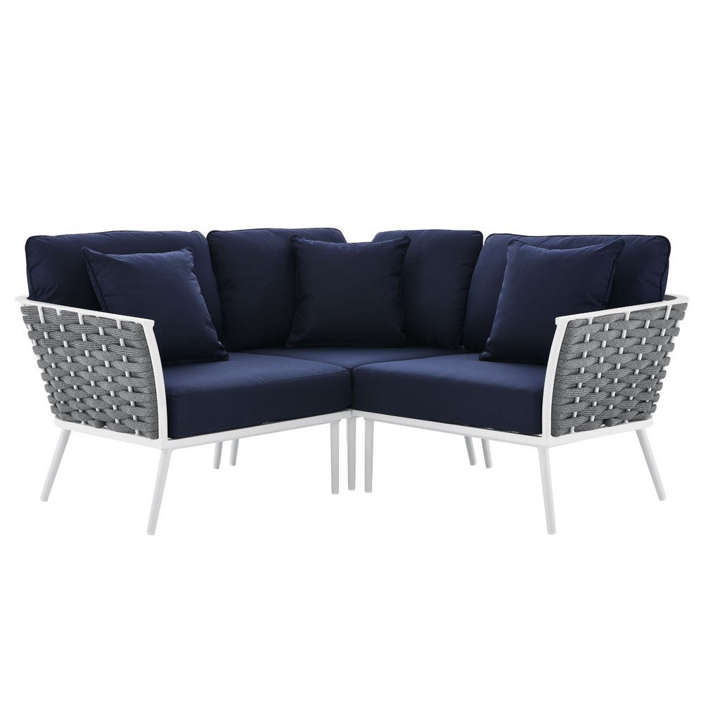 Stance Outdoor Patio Aluminum Small Sectional Sofa by Modway| Blue