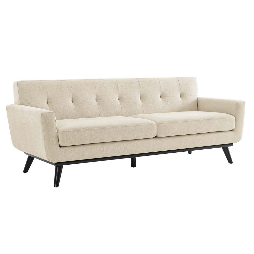 Modway Engage Modern Tufted Back Textured Fabric Sofa in Beige