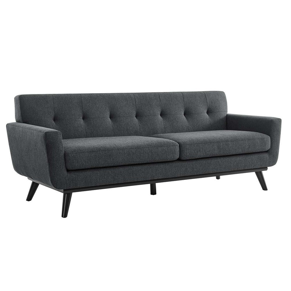 Modway Engage Herringbone Fabric Sofa, Charcoal