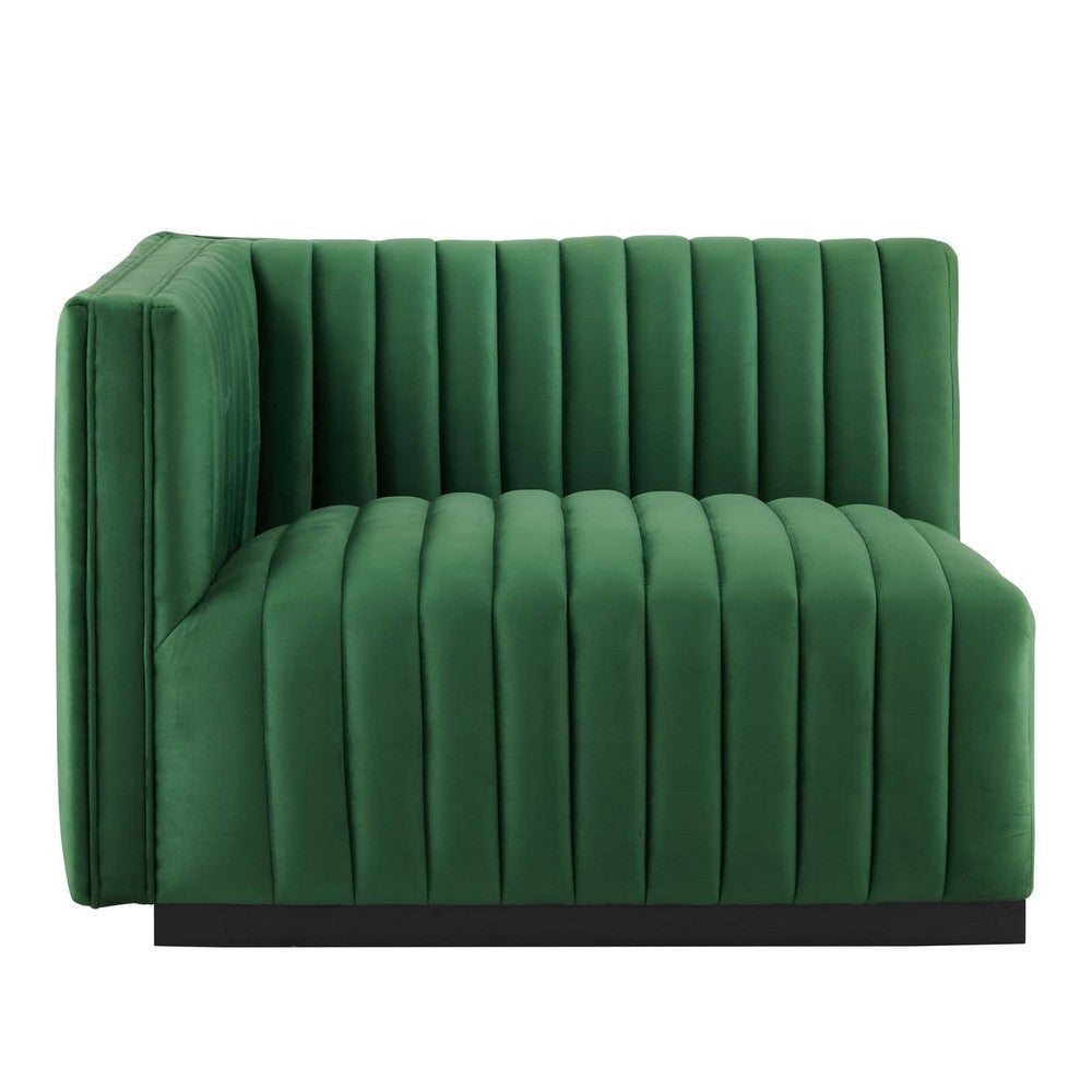 Modway Conjure Channel Tufted Performance Velvet Loveseat Black Emerald MDY-EEI-5764-BLK-EME