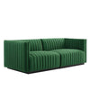 Modway Conjure Channel Tufted Performance Velvet, Loveseat, Black Emerald