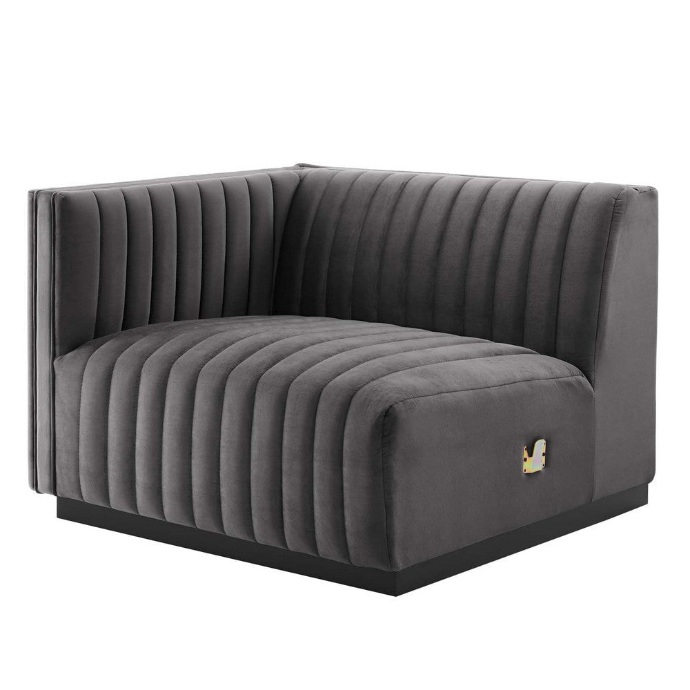 Modway Conjure Channel Tufted Performance Velvet Loveseat Black Gray MDY-EEI-5764-BLK-GRY