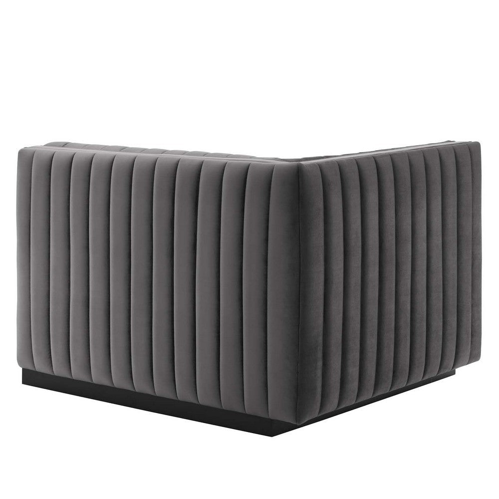 Modway Conjure Channel Tufted Performance Velvet Loveseat Black Gray MDY-EEI-5764-BLK-GRY