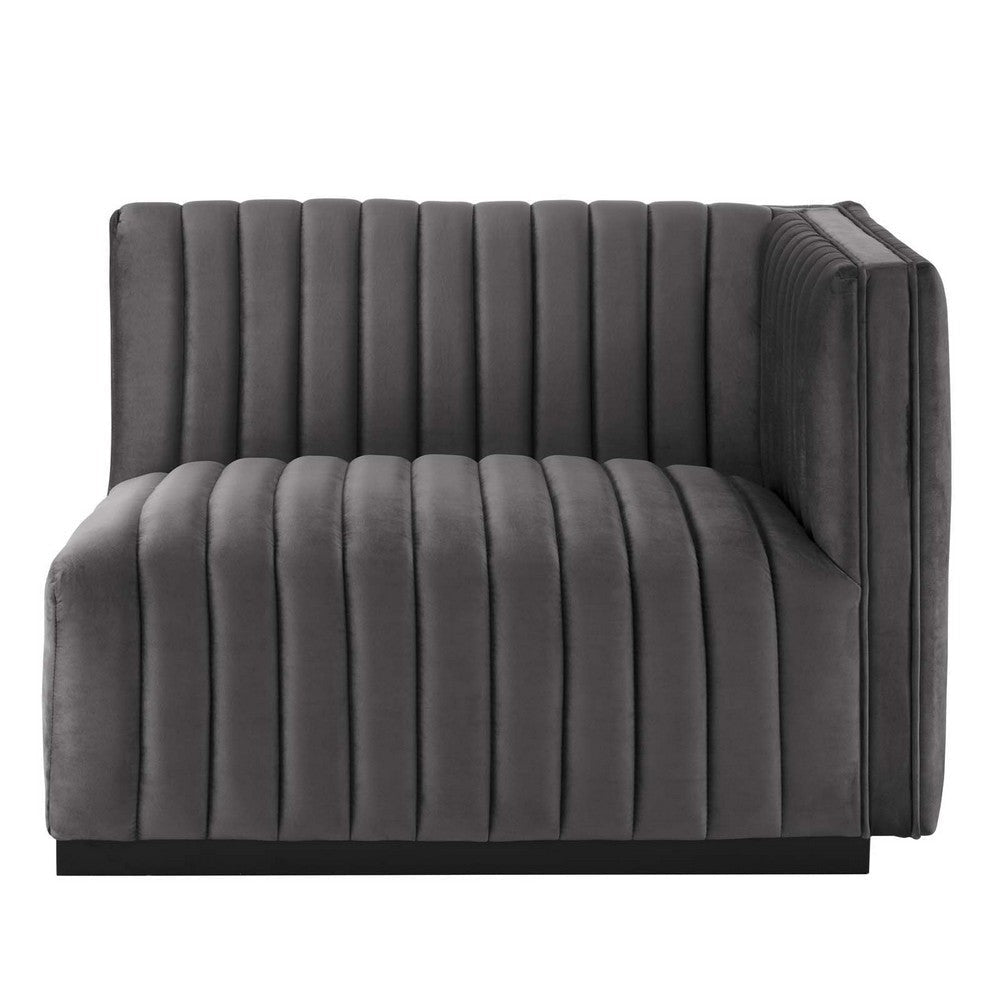 Modway Conjure Channel Tufted Performance Velvet Loveseat Black Gray MDY-EEI-5764-BLK-GRY