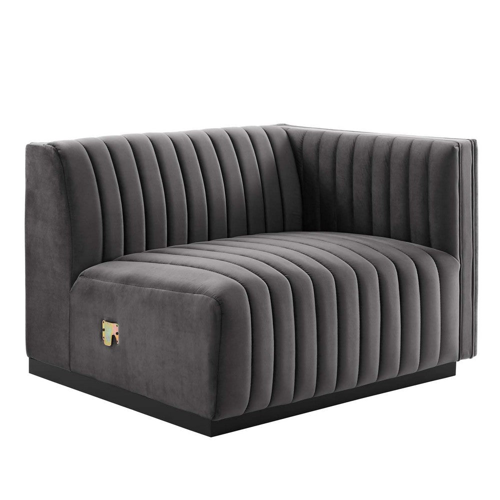 Modway Conjure Channel Tufted Performance Velvet Loveseat Black Gray MDY-EEI-5764-BLK-GRY