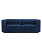 Modway Conjure Channel Tufted Performance Velvet Loveseat Black Midnight Blue MDY-EEI-5764-BLK-MID