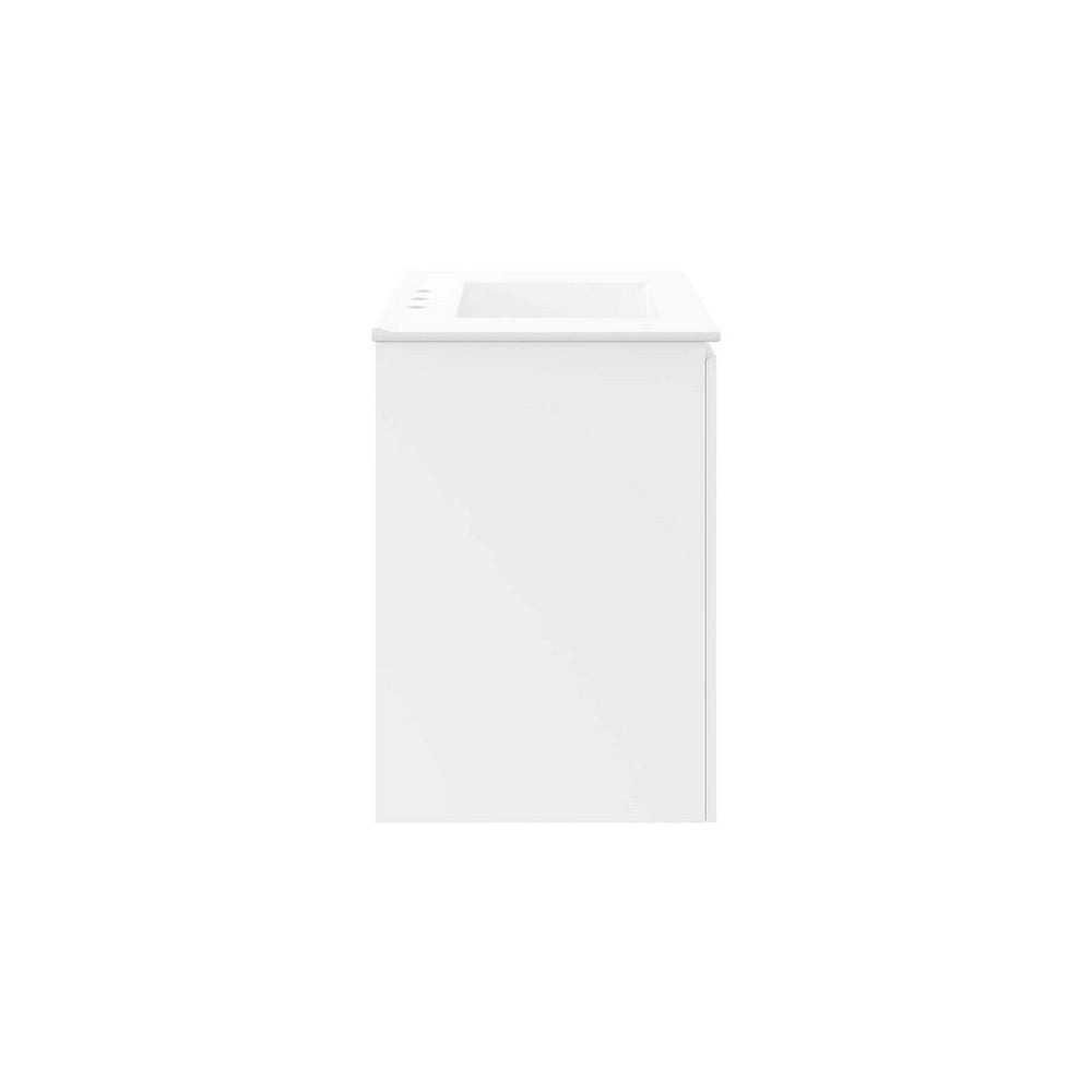 Modway Bryn Wall-Mount Bathroom Vanity 30 Inch White White MDY-EEI-5778-WHI-WHI