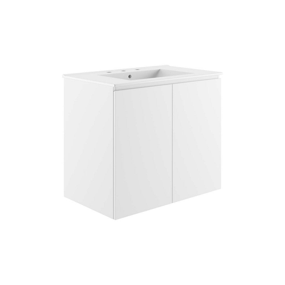 Modway Bryn Wall-Mount Bathroom Vanity, 30 Inch, White White